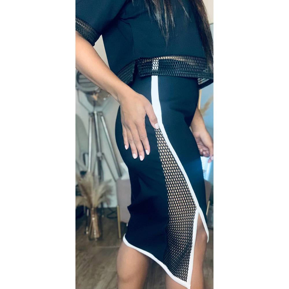 NEW GENUINE eden mesh skirt set in black & white